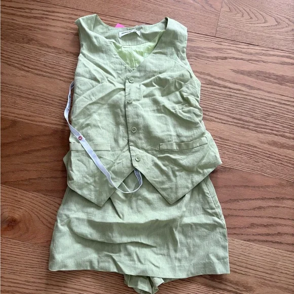 Amanda uprichard green linen jumpsuit - Picture 2 of 6